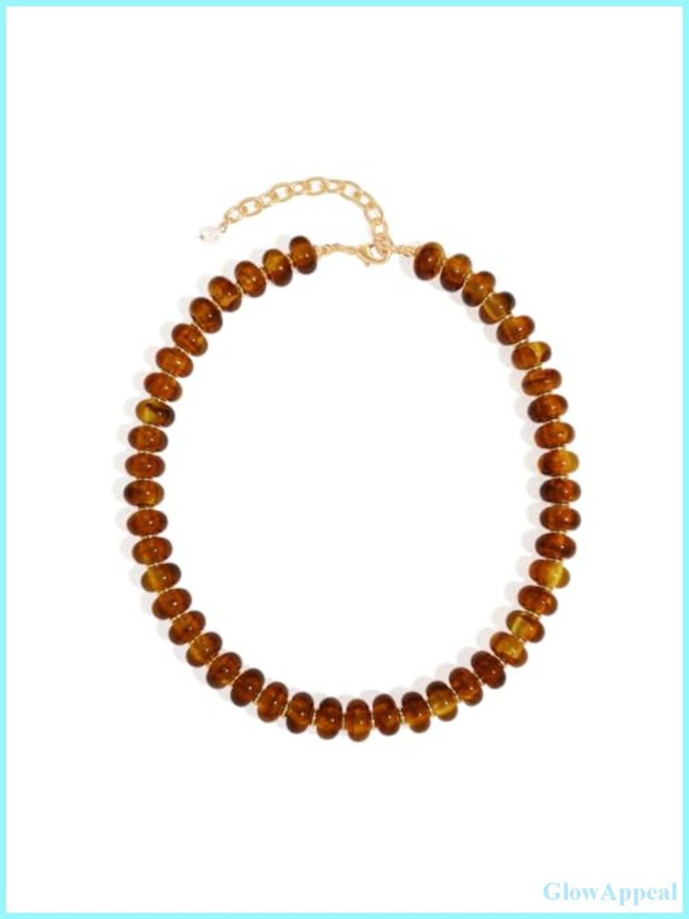 Chunky Resin Beaded Choker Necklace with Puffy Heart Pendant